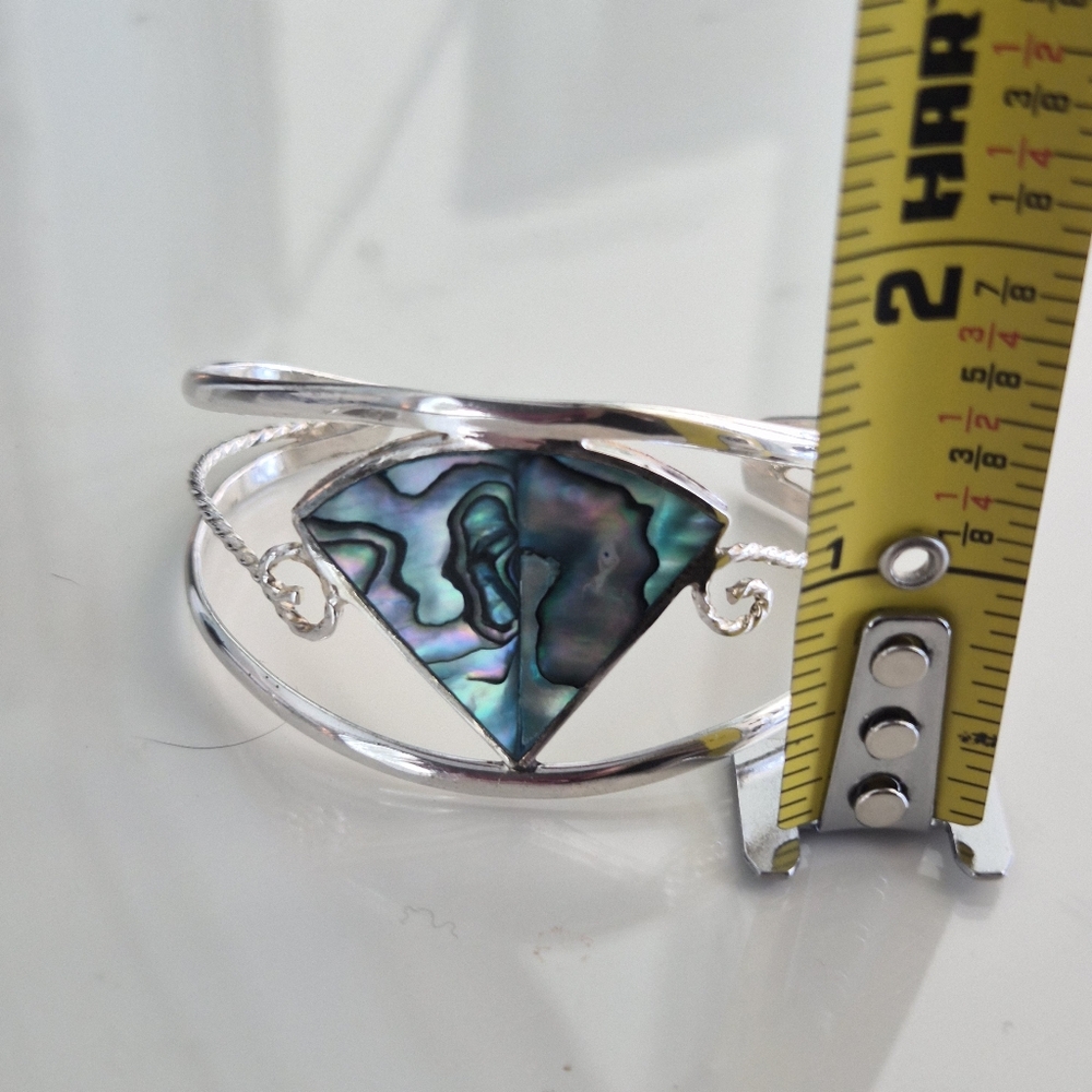 Abalone Shell Sterling Silver Cuff Bracelet 925 Mexico Artisan Vintage - Picture 4 of 5